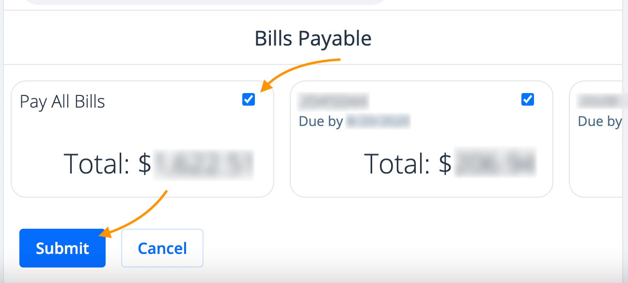 pay multiple bills feature