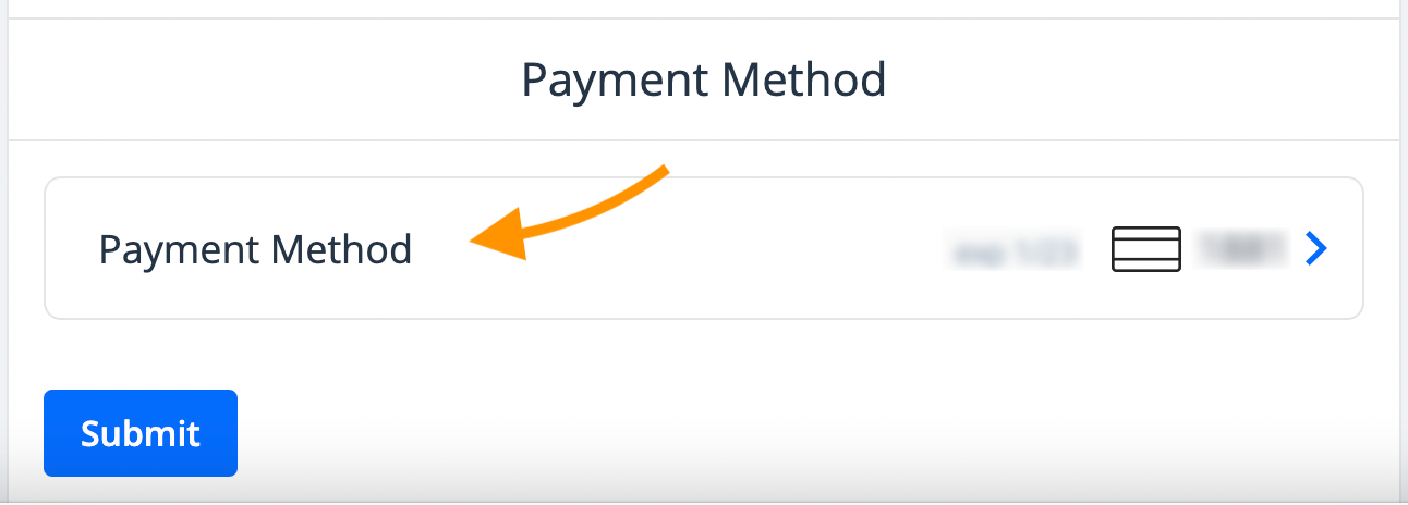 Screenshot of select payment method feature