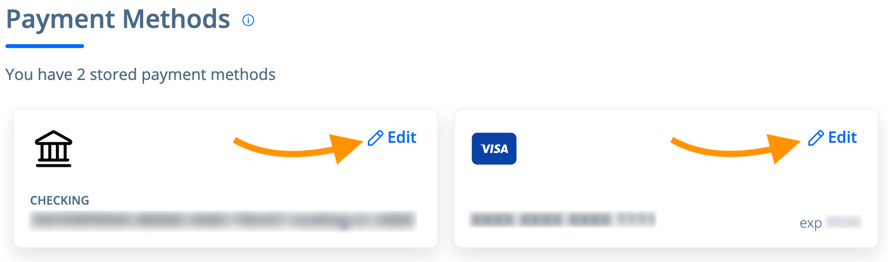 stored payment methods